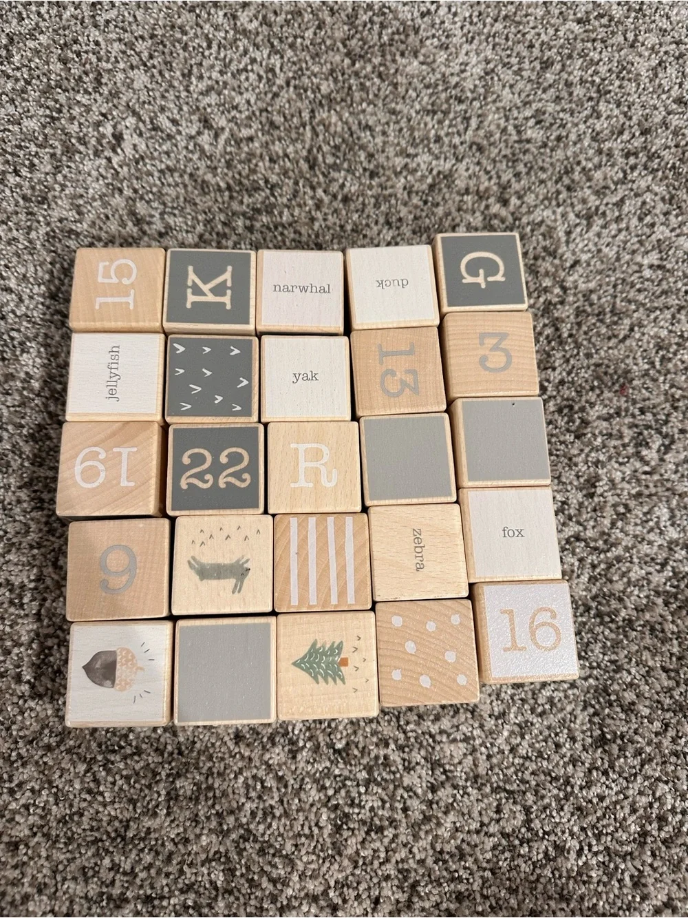 Pottery Barn Kids Wooden Alphabet & Number Blocks in Natural, Gray, White, Green
